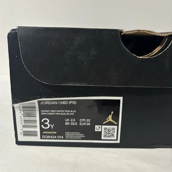 Jordan Cement Grey and Blue Mid Sneakers
